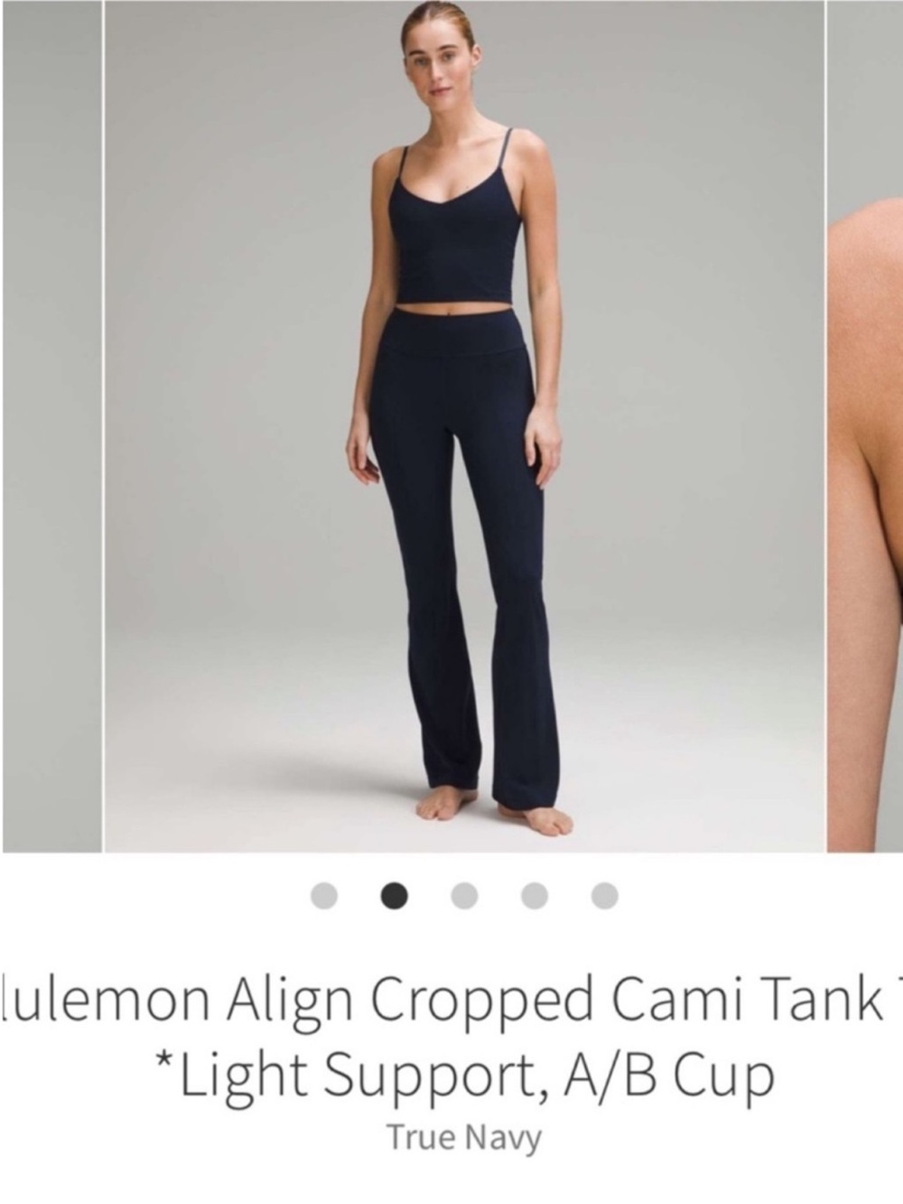 Lululemon Align Cropped Cami Tank Top Light Support A/B Cup True Navy Sz 6